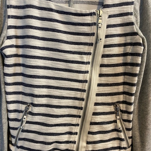 LOU and Grey Size Small Moto Style Cardigan. Stripes and two front zip p… - Picture 4 of 8